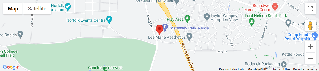 Map of area surrounding Costessey, Long Lane, Norwich parking, Norwich