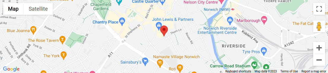 Map of area surrounding John Lewis,Ber Street, Norwich parking, Norwich