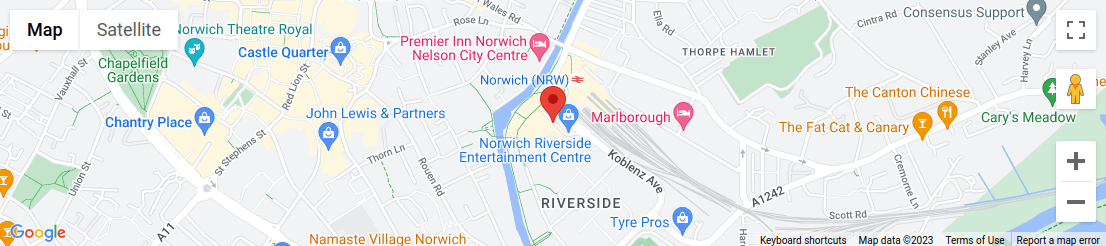 Map of area surrounding Riverside, Koblenz Ave, Norwich parking, Norwich