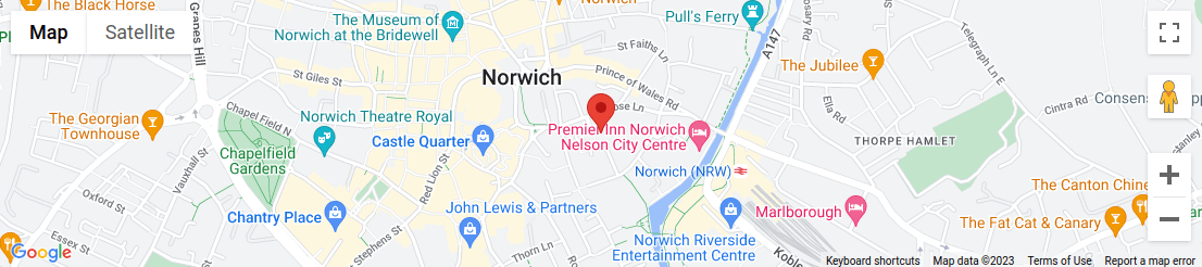 Map of area surrounding Rose Lane, Mountergate, Norwich parking, Norwich